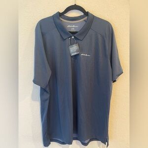 Eddie Bauer Navy Short-Sleeve Polo with Embroidered Logo